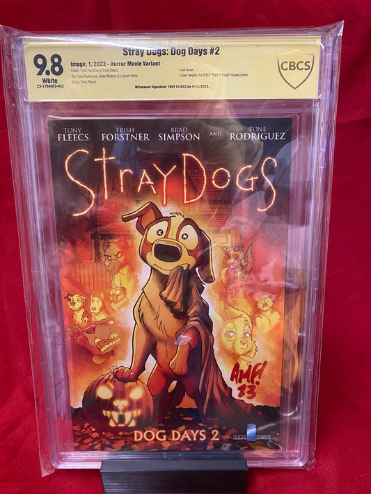 Stray Dogs: Dog Days #2 Cover Swipe "Trick 'r Treat" movie Poster, signed by Tony Fleecs, (Image 2022) CBCS 9.8