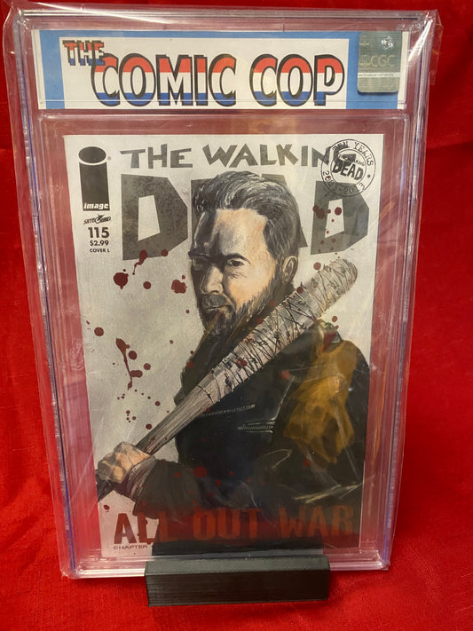 The Walking Dead #115 Gabriel Perez NEEGAN Sketch Cover *Comic Cop repurpose slab ART*